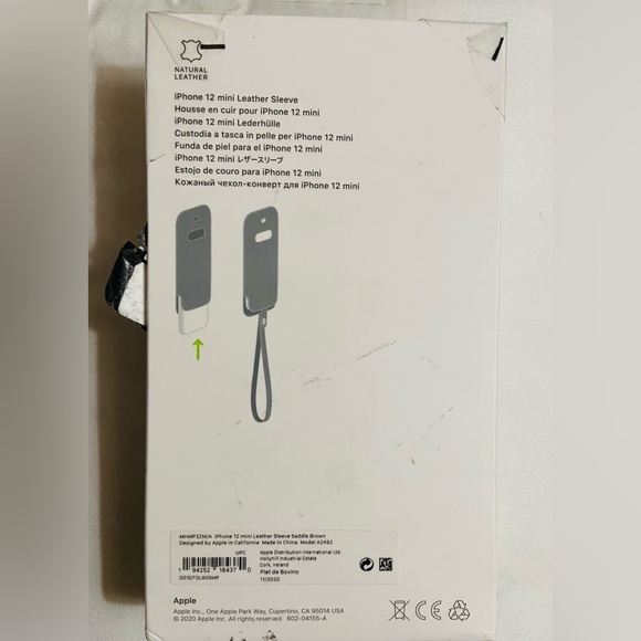Genuine APPLE iPhone 12 Mini Leather Sleeve Case w/MagSafe Saddle Brown New - Picture 2 of 3